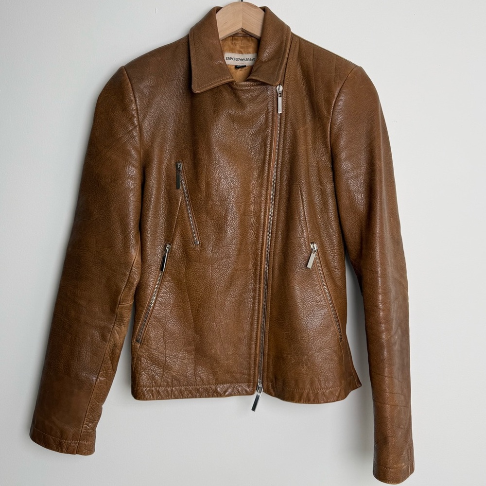 Emporio Armani Tan Leather Jacket